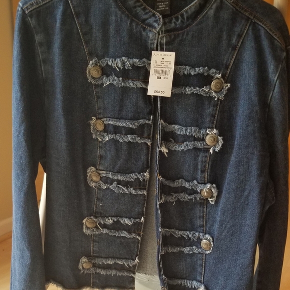 Sz 18/20 Ashley Stewart Military Jean Jacket - Picture 7 of 15